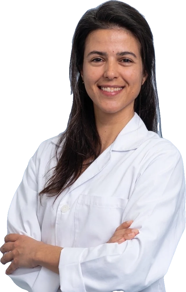 Retrato de médica de bata branca